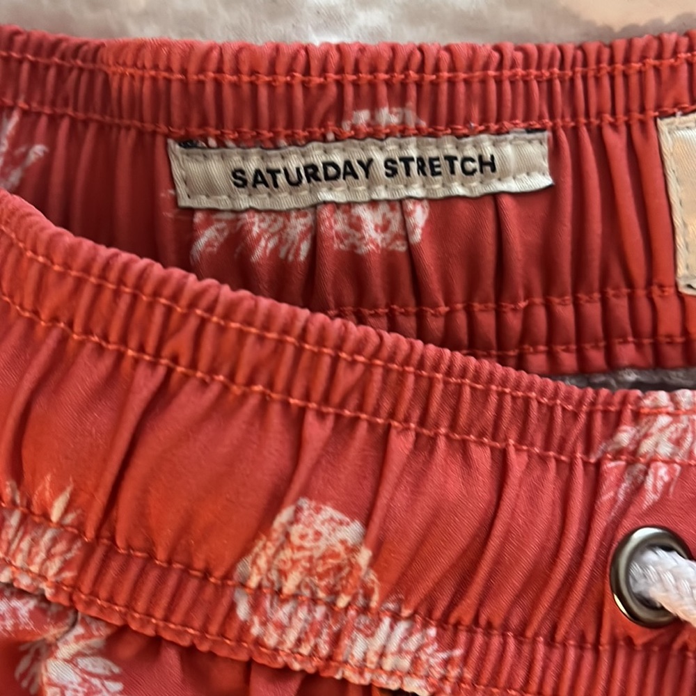 SOLD Lucky Brand Swim Trunks Mens Small Orange Saturday Stretch Pineapple - Picture 4 of 10